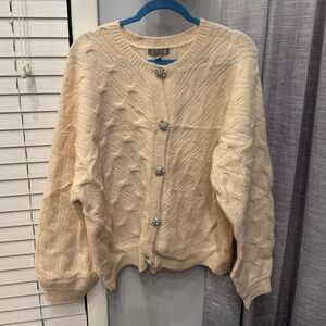 J.Crew cream cardigan with jewel buttons